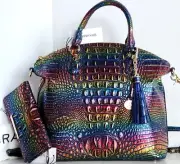 Brahmin Duxbury Technicolor Satchel Leather Crossbody Bag+Wallet+Tassel NWT