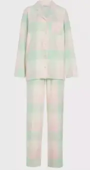 NWT PETER ALEXANDER LADIES MINT CHECK FLANNEL PYJAMA SET SIZE 1+ / AU 16 - 18