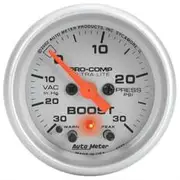 Autometer Ultra Lite Boost/Vacuum Gauge Electric With Peak - 30 inHg/30 PSI, 2 1/16 Inch, Full Sweep, AU4377