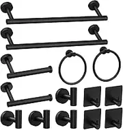 14-Pieces Matte Black Bathroom Accessories Set, Stainless Steel Bathroom Hardware Set, Bath Towel Bar Set, Towel Racks for Bathroom Wall Mounted.