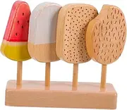 JOINPAYA Delicate Wooden Ice Popsicle Toys Set of 6 Realistic Ice Sticks for Children's Pretend Play