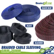 3mm-70mm Braided Cable Sleeves Auto Home Device Caravan Wiring Cord Management