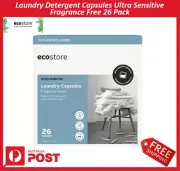 New Ecostor Laundry Detergent Capsules Ultra Sensitive Fragrance Free 26 Pack