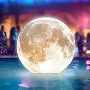 TIALLY Full Moon Floating Pool Lights Solar Powered - 14" Pool Lights That Float, Inflatable Waterproof Led Light Balls, Swimming Pool Accessories for Inground Pools, Party Decor for Outdoor (1 Pack)