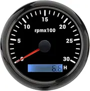 SKMWLMRAJ 7 Color Backlight 85mm Tachometer Gauge for Marine Boat Car Truck 9-32V LCD 3K~8K RPM Tacho Digital Hour Meter Hourmeter Automobile Tachometer(3K BN)