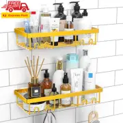 Shower Caddy Shelf Organiser 2 Pack, No Drill Gold Shower Shelves,Self Adhesive