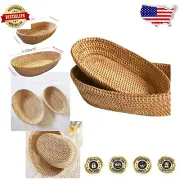 Sturdy 13" and 11" Oval Rattan Serving Baskets - Natural Brown Wicker Elegance