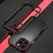 Jarttarn Case for iPhone 16 Pro Max (2024),Metal Side Frame Cooling Anti-Fall Phone Case with Aluminum Alloy Lens Protection,Heat Dissipation Shockproof Protective Cover (Black+Red)