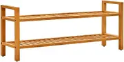 Wood Bamboo Shoe Rack, Free Standing Wood Shoe Shelf, Storage Organizer with 2 Shelves for Entryway, Living Room, Porch, Easy Assemble, 100 x 27 x 40 cm
