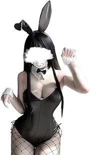 [SNOMYRS] Women Bunny Costume Adult Anime Cosplay Lingerie Goth Sexy Bunny Suit Bodysuit Outfit For Halloween Rave Easter Club