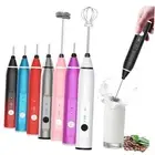 Milk Frother Rechargeable Handheld Electric Whisk Coffee Frother Mixer A-Black