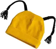 [Holibanna] Knitted Hat for Warm Wig Hat with Braided Ponytail Design Cute Winter Headwear for Boys for Newborns Yellow