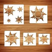 5Pieces Sun Stencils for Painting on Wood Wall Reusable Boho Sun Stencils for Crafts Canvas Furniture Wall Drawing Card Making Pattern Decor