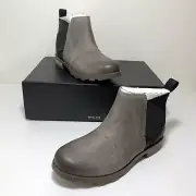 Sorel Emelie Chelsea Boots Leather Booties Waterproof Quarry Black Size 6 NEW