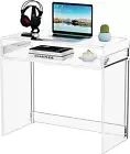 Clear Acrylic Desk, Large Side Table, Acrylic Console Table, Office Desk Compute