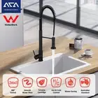ACA Pull Out Kitchen Sink Black Mixer Tap Laundry 360° Swivel Basin Faucet Brass
