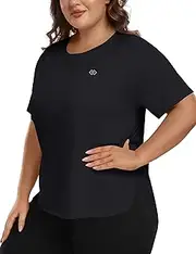 [MoFiz] Women's Plus Size Workout Tops Short Sleeve Running Shirts UPF 50+ Hiking T-Shirts Quick Dry Athletic Top