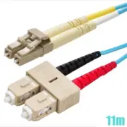 11M LC-SC Fiber Optic 10Gbps Duplex 50/125 Multi-Mode Optical Patch Cable Aqua