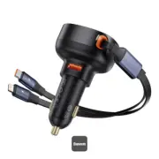 Baseus Enjoyment Pro Series Car Charger USB-A Port + Type-C Retracta