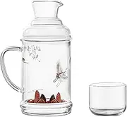 Glass Jug Water Carafe Simple Glass Teapot with Dual-Purpose Lid Household Transparent Glass Pitcher Can Withstand High Temperature