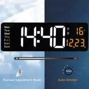 Large LED Digital Wall Clock Temperature Date Day Display USB Remote Control