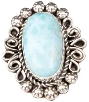 Navajo Native American Larimar Ring Size 6 3/4 by Allison Johnson SKU229873
