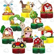 10 Pieces Animals Centerpieces Barn Farm Centerpiece 3D Farm Party Favors Farm Animal Birthday Party Decorations Table Decorations Centerpieces Barnyard Honeycomb Table Toppers for Party Photo Props