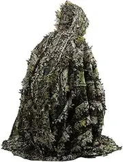 [Splenlife] 3d Leafy Poncho,camouflage Poncho for Hunting Airsoft Wildlife Photography Bird Watching Leafy Camo Breathable Outdoor Woodland Forest Jungle Military Hunting Gear,for Men Women