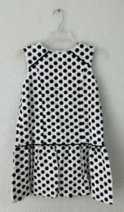 Oscar de la Renta Girls Polka Dot Ruffle Shift Dress Blue/White Size 14Y