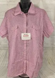 Wrangler Women 2XL Rancher Gingham Plaid Snap Up Top Cowgirl Horse Chore