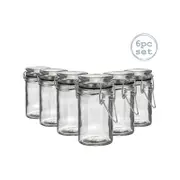 Argon Tableware Glass Storage Jars with Airtight Clip Lid - 70ml Set - Pack of 6
