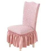 Soft Seersucker Fabric Removable Chair Covers with Lace Skirt -Pink