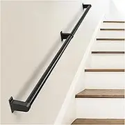 SDNBHT Industrial Stair Railing Metal Hand Rails for Indoor Stairs Wall Mount Staircase Handrails 1.25" Pipe Stair Handrail for Steps Black Aluminum Stairway Railing for Outdoor & Indoor Stairs 6ft