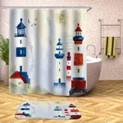 Old Town Lighthouse Painting Shower Curtain