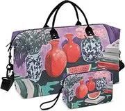 [ZRYSMY] Table Watermelon Vase Duffel Bag for Traveling, Travel Bag Gym Bag, with Multiple Interior Pockets Shoulder Weekender Bag for Women Men with Toiletry Bag 20.5L x 1.9W x 13.8H, Multi-Colored