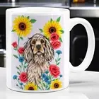 Funny Coffee Mug Cute COCKER SPANIEL Floral Pet Portrait Dog Cup Gift Birthday