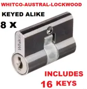 8 x Screen door security door lock key cylinder 16 keys Whitco Lockwood