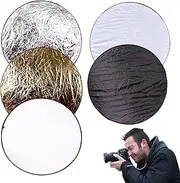 Camera Reflector, 5 in 1 Photo Studio Lighting Reflector, Foldable Photo Studio Lighting Reflector, Round Light Diffuser Panel for Photo Studio Lighting & Outdoor Lighting