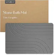 Natureva Home - Stone Bath Mat | Super Absorbent, Quick Dry, Non Slip | Modern Diatomite Bathroom Mats | Made of Natural Diatomaceous Earth | Absorbing Water Instantly | Design Tide | Colour Graphite