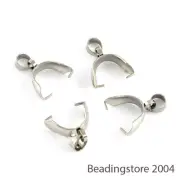 10pcs 304 Stainless Steel Ice Pick Pinch Bails Smooth Pendant Bails Findings 9mm