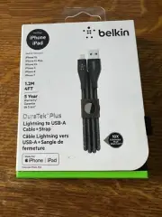 Belkin DuraTek Plus Lightning to USB-A Cable with Strap 4 foot