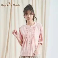 在飛比找蝦皮商城優惠-【Hana Mokuba】花木馬日系女裝圓領純棉抓縐造型襯衫