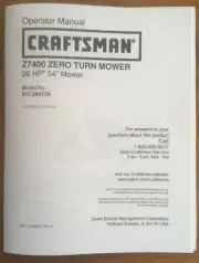 Owner’s Manual Sears Craftsman Z7400 Zero-Turn Riding Mower - Model 917.204170