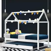 [Artiss] Single Bed Frame Day Beds Montessori Baby Toddler Kids Toddlers Loft Floor Daybed Platform Wooden Timber Frames Base Bedroom Room Decor Home Furniture White, Modern Design