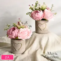 在飛比找PChome24h購物優惠-【Meric Garden】高仿真唯美粉色玫瑰療癒手工水泥盆