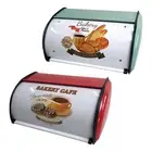 Bread Bin with Roll Lid Portable Metal Bread Box for Bakery