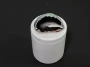 Carrara Marble Canister with Lid - Topped with Black Agate Geode
