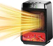 Portable Space Heater for Indoor - Small Electric Flame Heaters with Thermostat - PTC Fast Heating Ceramic Room Heater with Dynamic Ambient Lighting for Bedroom, Office and Camping Use (AU PLUG)