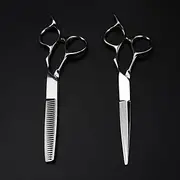 6-Inch Professional Hair Cutting Scissors, Silver Steel Barber Thinning & Cutting Shears, omic Design, Sharp Blades for Precision Hairdressing