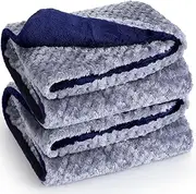 2 Pcs Pet Blanket Flannel Double Layer Dog Cat Blanket Soft Warm Fleece Blankets for Pets Puppy Kitten, Fluffy Cozy Cat Thick Throw Blanket for Couch Bed Sofa Travel Camping (Blue, 32 x 40 Inch)